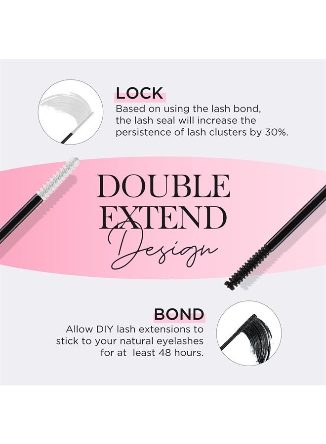 Lash Bond and Seal, Cluster Lash Glue Mascara Wand for Lash Clusters, DIY Eyelash Extension Bond & Seal Strong Hold & Latex Free Waterproof for Personal Makeup Use At Home All Day