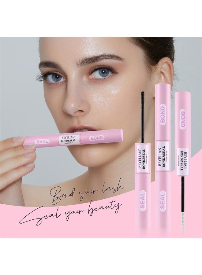 Lash Bond and Seal, Cluster Lash Glue Mascara Wand for Lash Clusters, DIY Eyelash Extension Bond & Seal Strong Hold & Latex Free Waterproof for Personal Makeup Use At Home All Day