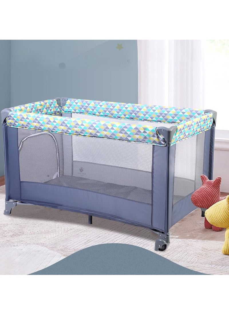 2 In 1 Baby Crib, Portable Playard, Foldable Travel Bed Playpen, Travel Crib Nursery Center for Infant with Comfortable Mattress and Carry Bag