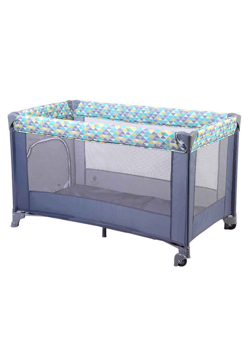 2 In 1 Baby Crib, Portable Playard, Foldable Travel Bed Playpen, Travel Crib Nursery Center for Infant with Comfortable Mattress and Carry Bag