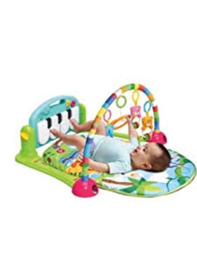 Large Play & Learn Infant Gym Toys Piano Activity - Baby Kick and Gym Play Mat Lay & Play 3 in 1 Fitness Music and Lights Fun Piano for 0-36 Months Girl Boy - Easy to Disassemble and Washable