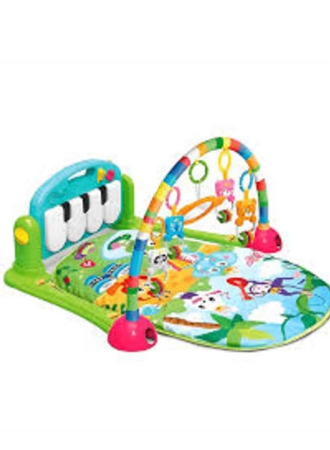 Large Play & Learn Infant Gym Toys Piano Activity - Baby Kick and Gym Play Mat Lay & Play 3 in 1 Fitness Music and Lights Fun Piano for 0-36 Months Girl Boy - Easy to Disassemble and Washable