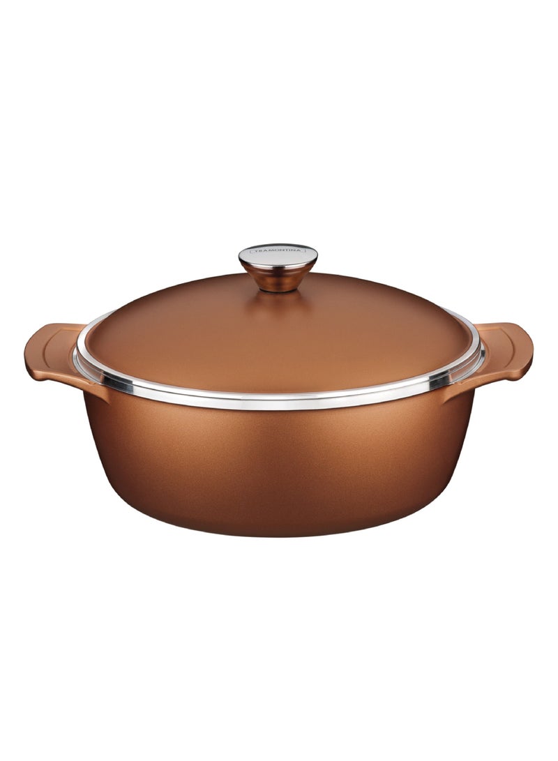 Since 1911,Made in Brazil- Lyon 30cm 6.8L Golden Forged Aluminum Casserole with Interior Starflon High Performance PFOA Free Nonstick Coating