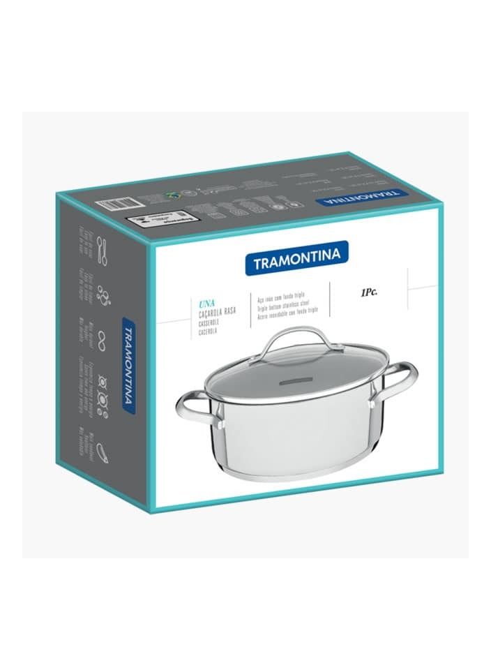Una 20cm 2.9L Stainless Steel Shallow Casserole with Tri Ply Bottom