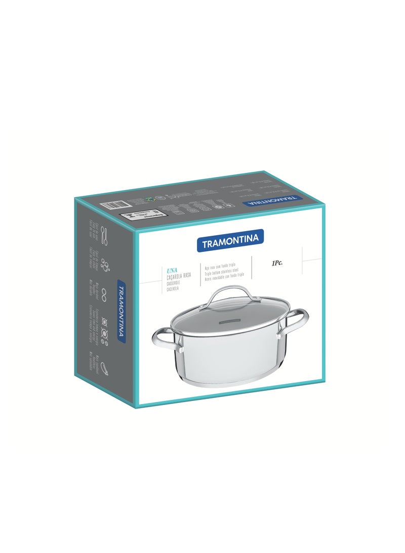 Since 1911,Made in Brazil- Una Shallow Casserole, 16cm, Stainless Steel, Tri-Ply Base, Even Heat Distribution, 1.4L Capacity, Culinary Excellence, Premium Quality, Bold Design, Glass Lid, Special Meals, Kitchen Companion, Efficient Cooking, Uniform Cooking, Everyday Culinary, Modern Design, Culinary Masterpieces, Sophisticated Kitchen, Convenience, Premium Cookware, Kitchen Delights, Kitchen Style, Kitchen Performance, Culinary Creations
