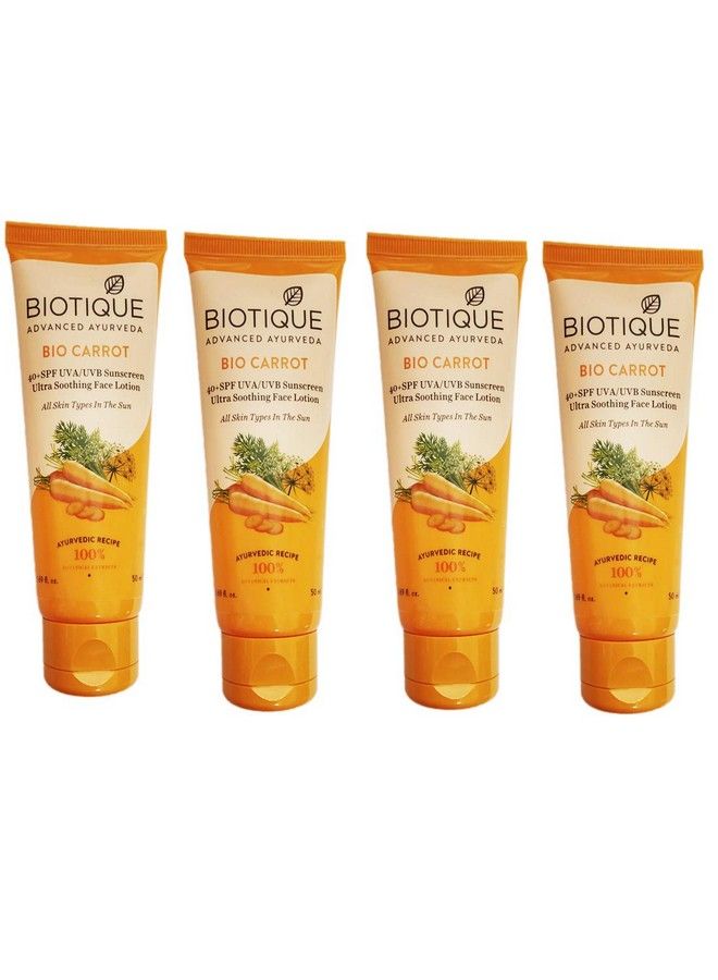 Bio Carrot 40+ Spf Uva/Uvb Sunscreen Ultra Sooting Face Lotion (50 Ml Combo Of 4 Pack)