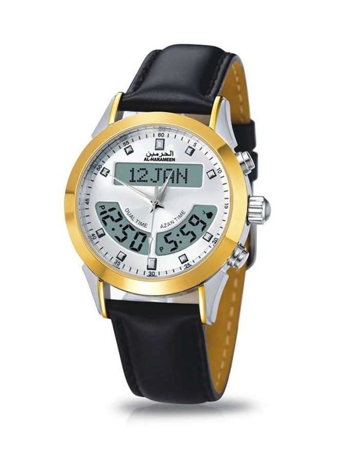 men Leather Analog/Digital Watch