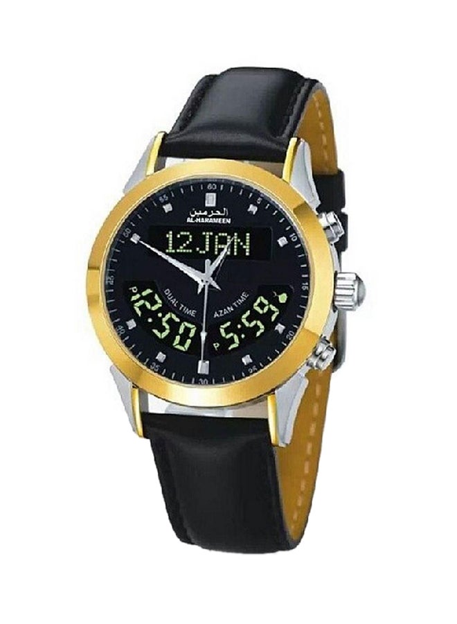 men Leather Analog/Digital Watch