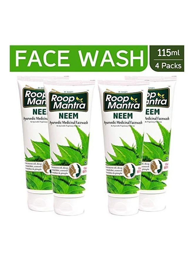 4-Pack Neem Face Wash Set Green 4 x 115ml