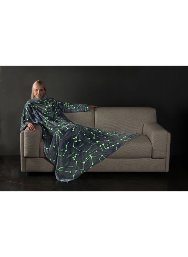 Polyester Blanket With Sleeves and a Pocket - Constellations - Deluxe Glow 230x 230 cm