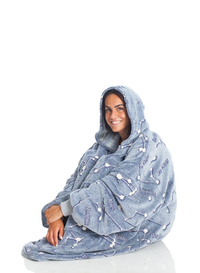 Polyester Hoodie Wearable Blanket - Constellations - Glow in the Dark 95×95 cm