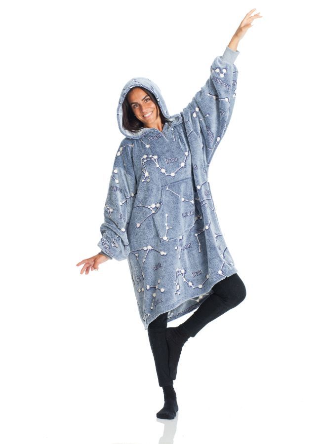 Polyester Hoodie Wearable Blanket - Constellations - Glow in the Dark 95×95 cm