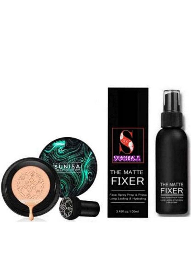 Bb And Cc Cream Foundation With Mushroom Head Air Cushion 20G And 1 The Matte Fixer (Pack Of 2)