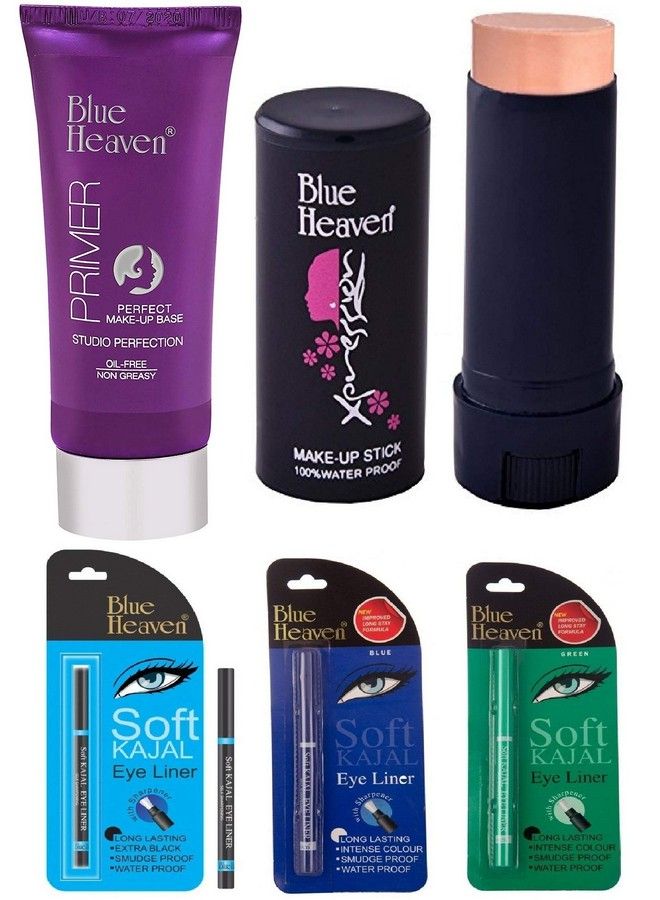 Combo Pack Of Primerxpression Makeup Stick Kajal (Blueblackgreen)