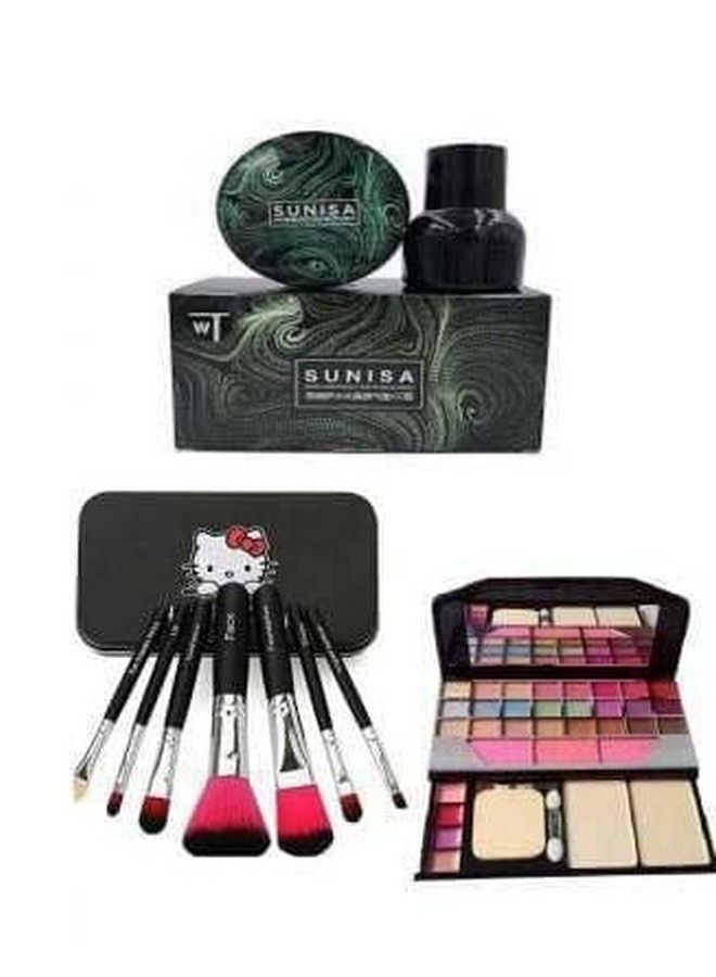 Water Proof Mushroom Head Air Cushion Foundation Whitening Bb Cream And Tya Girl 6155 Makeup Kit With 7 Black Makeup Brushes Set (Pack Of 10)