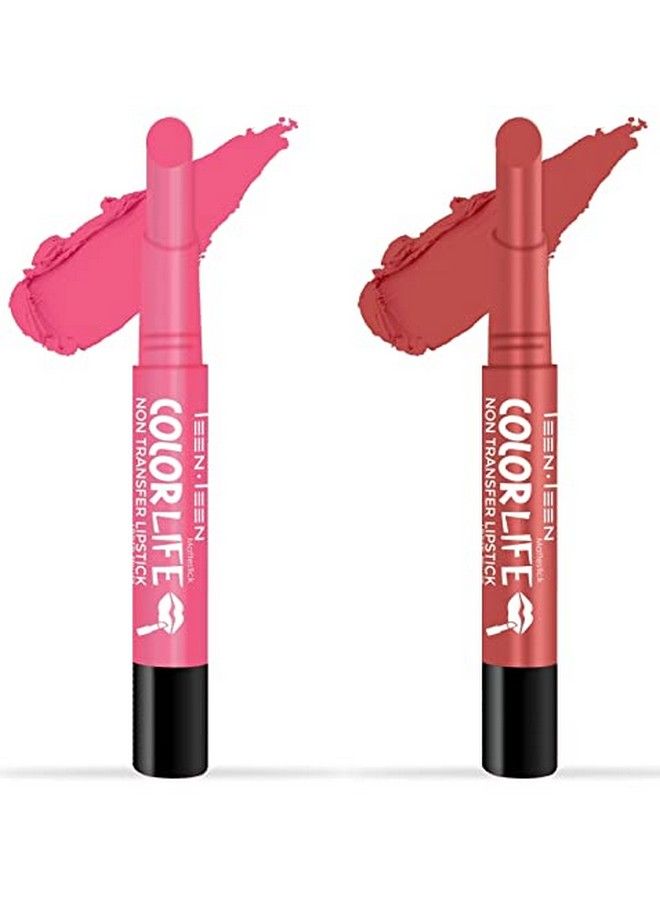 Teen Teen Non Transfer Water Proof Long Lasting Matte Lipstick Combo (Pink Berry Bollywood Nude)