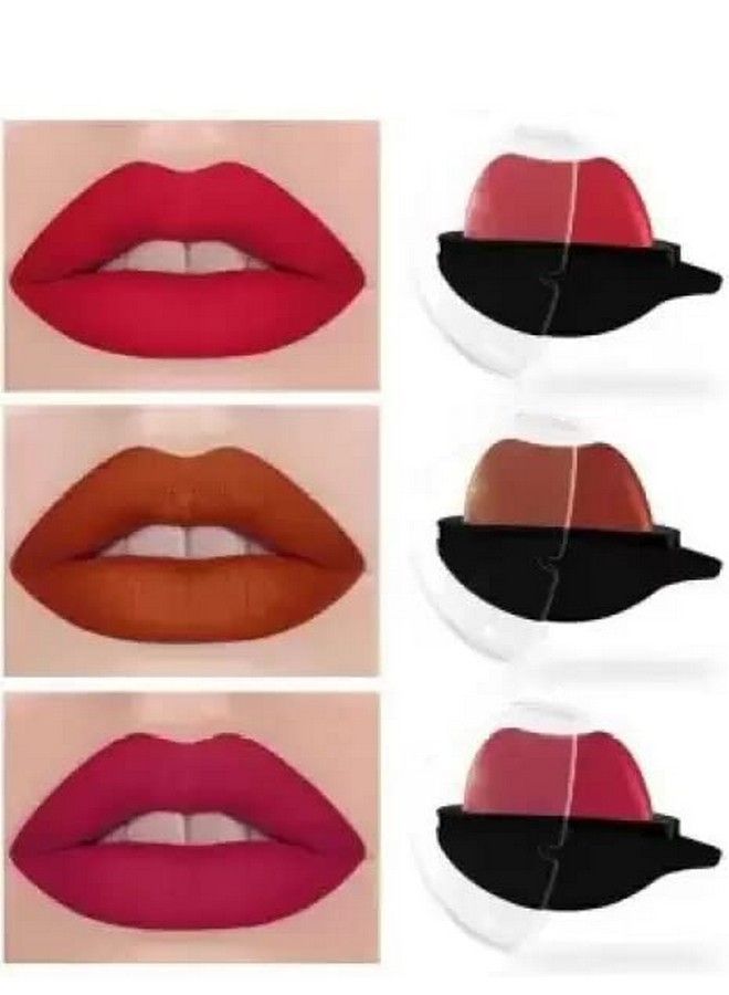 Apple Shape/Lip Shape Matte Lipstick For Women Pack Of 3 (Red Pinknude) (Red Pink Nude 10 G)