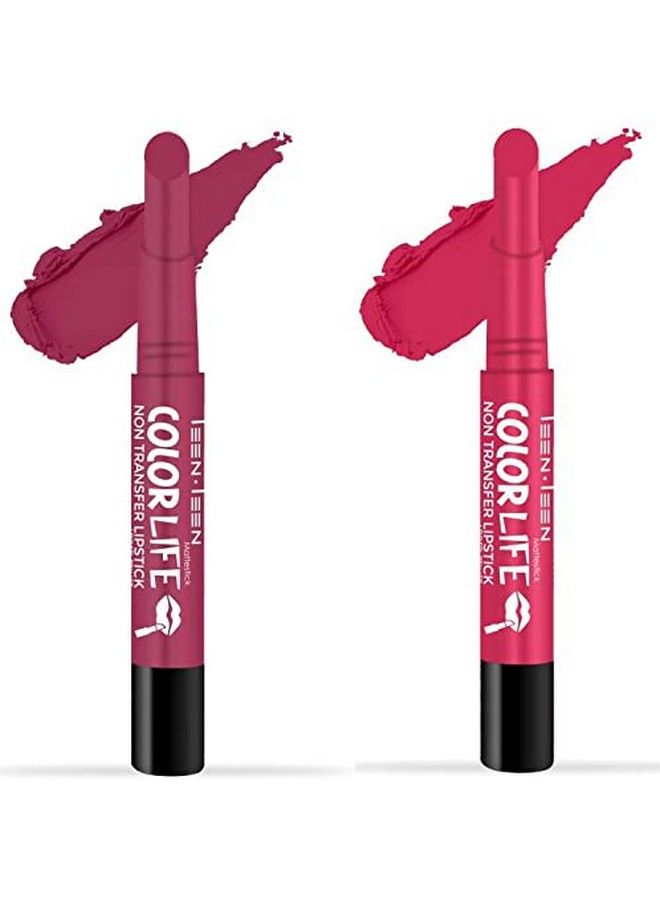 Teen Teen Non Transfer Water Proof Long Lasting Matte Lipstick Combo (Plumful Cheer Rose Pink)