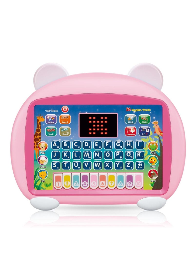 Kids Laptop Computer Toy, Early Educational Learning Laptop for Children, English Learner Study Tool, Fun & Interactive Machine for Learning Letters, Words, Games, Math, Music, Logic, Memory (Pink)