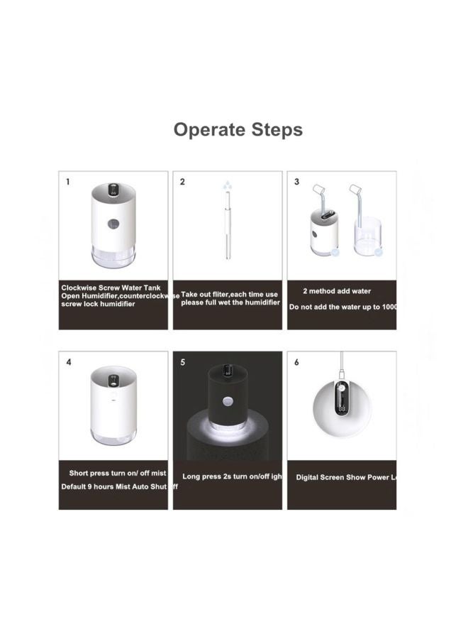 Portable Wireless USB Air Humidifier 1.5W White/Grey