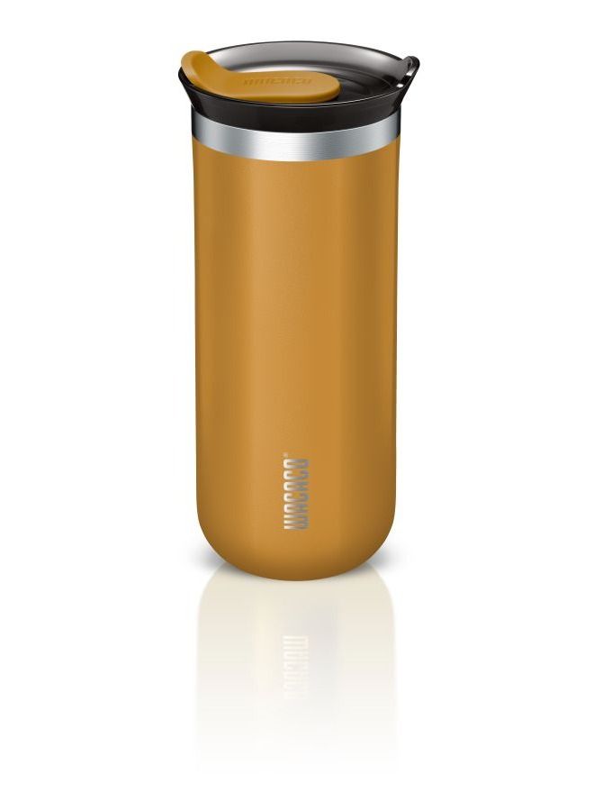 Octaroma GRANDE Vacuum Insulated Mug (435ml) - Double Wall Stainless Steel Coffee Travel Tumbler w/ Leakproof Drinking Lid, Reusable, Washable, BPA-Free, Hot & Cold - Yellow