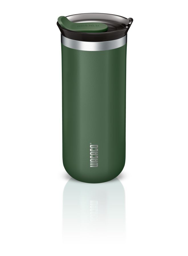 Octaroma GRANDE Vacuum Insulated Mug (435ml) - Double Wall Stainless Steel Coffee Travel Tumbler w/ Leakproof Drinking Lid, Reusable, Washable, BPA-Free, Hot & Cold - Green