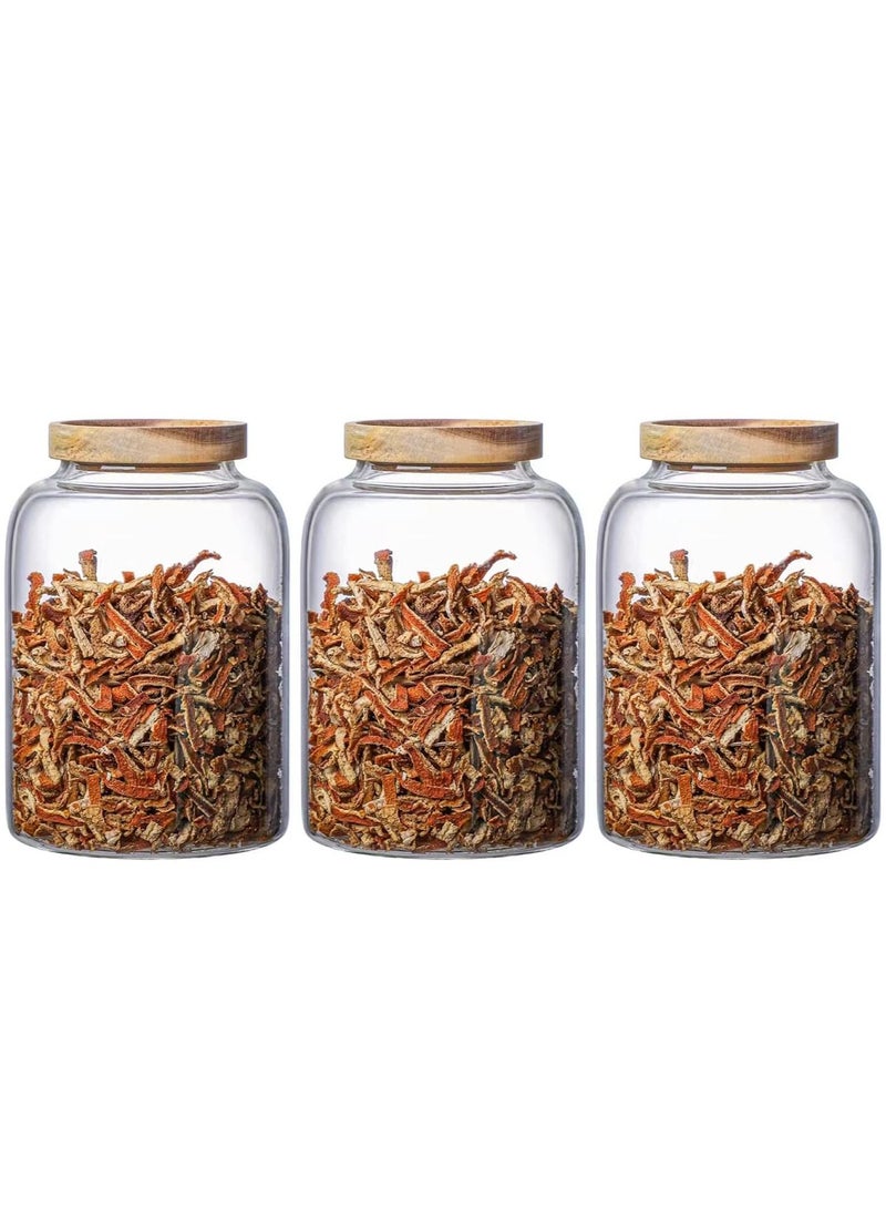3 Pack Airtight Glass Storage Jar ,Borosilicate Glass Kitchen Canisters，Glass Canister for Kitchen, Pantry Organization, Ideal for Coffee, Nuts, Cookie (2000ml)
