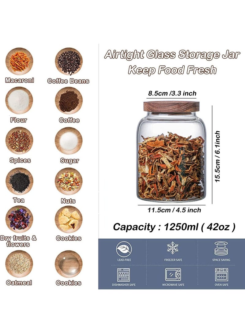 3 PCS Airtight Glass Storage Jar Borosilicate Glass Kitchen Canisters Glass Canister for Kitchen Pantry Organization Ideal for Coffee Nuts Cookie (1250ml)