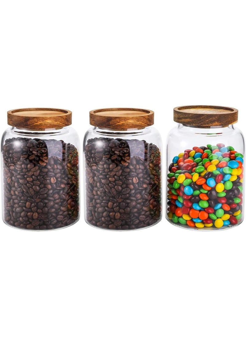 3 PCS Airtight Glass Storage Jar Borosilicate Glass Kitchen Canisters Glass Canister for Kitchen Pantry Organization Ideal for Coffee Nuts Cookie (1250ml)