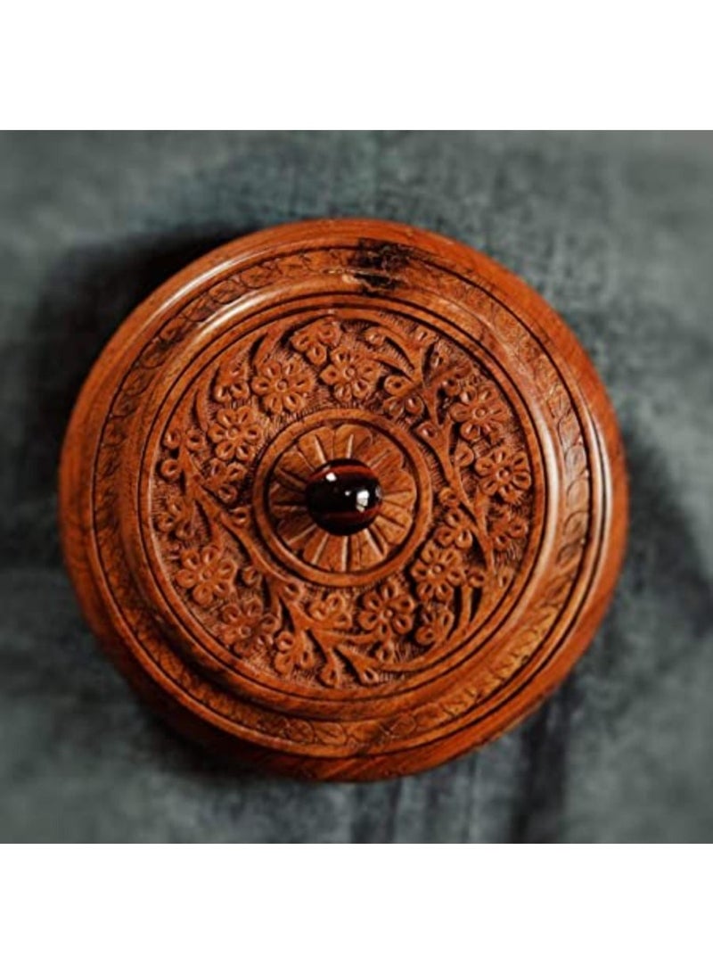 Wood Dry Fruit Box Handmade & Handcrafted Wooden Large Size Round