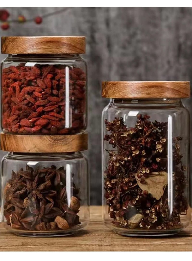 3 Pack Airtight Glass Storage Jar ,Borosilicate Glass Kitchen Canisters，Glass Canister for Kitchen, Pantry Organization, Ideal for Coffee, Nuts, Cookie (800ml,1000ml,500ml)