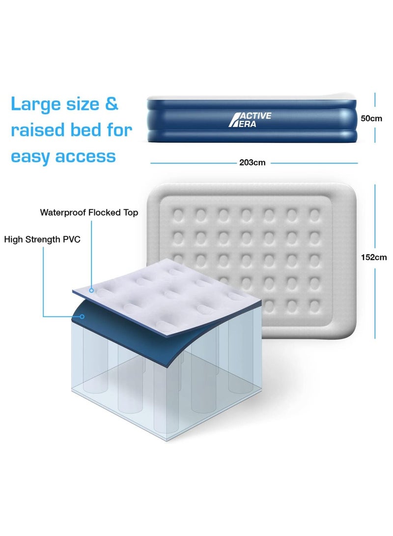 Air Bed Premium King Size Inflatable Mattress with a Built-in Electric Pump and Pillow (Queen) 152 x 203 x 50 cm