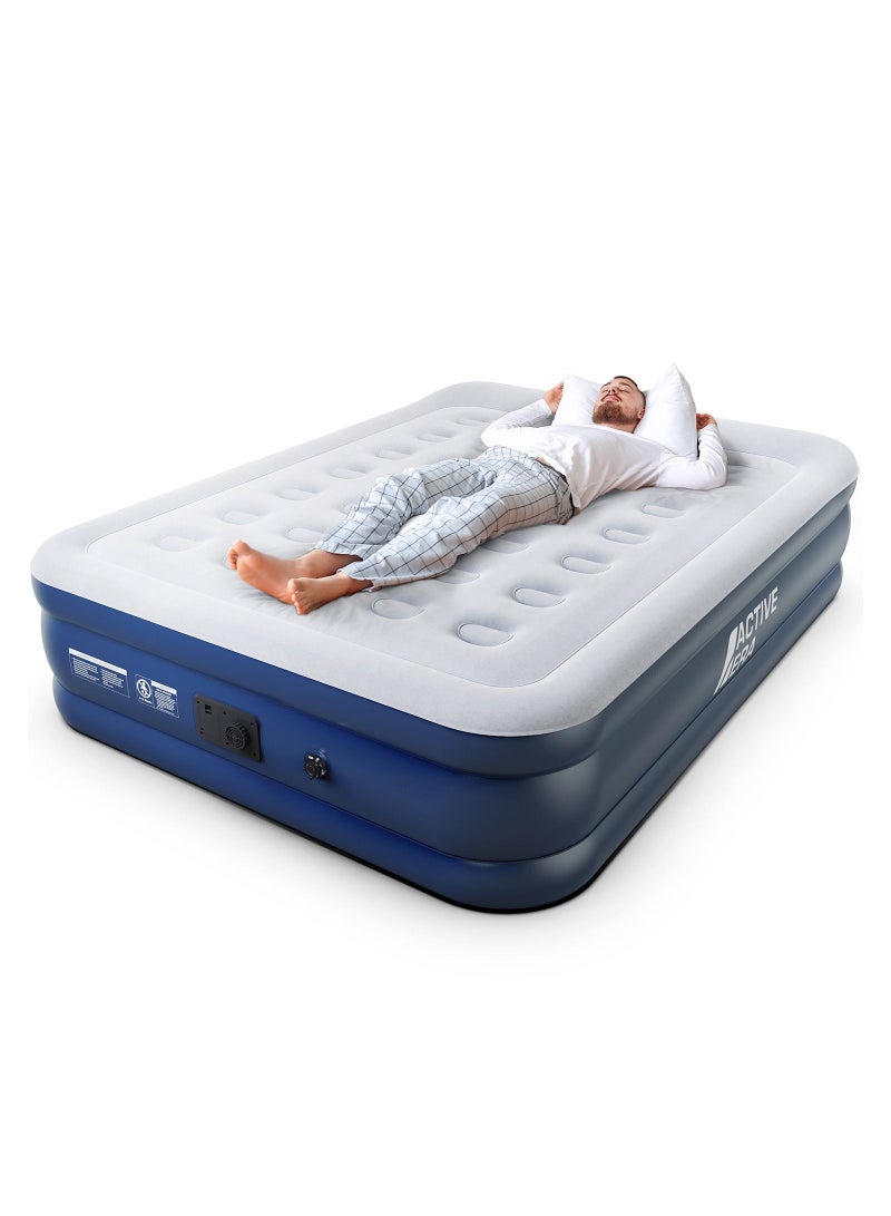 Air Bed Premium King Size Inflatable Mattress with a Built-in Electric Pump and Pillow (Queen) 152 x 203 x 50 cm