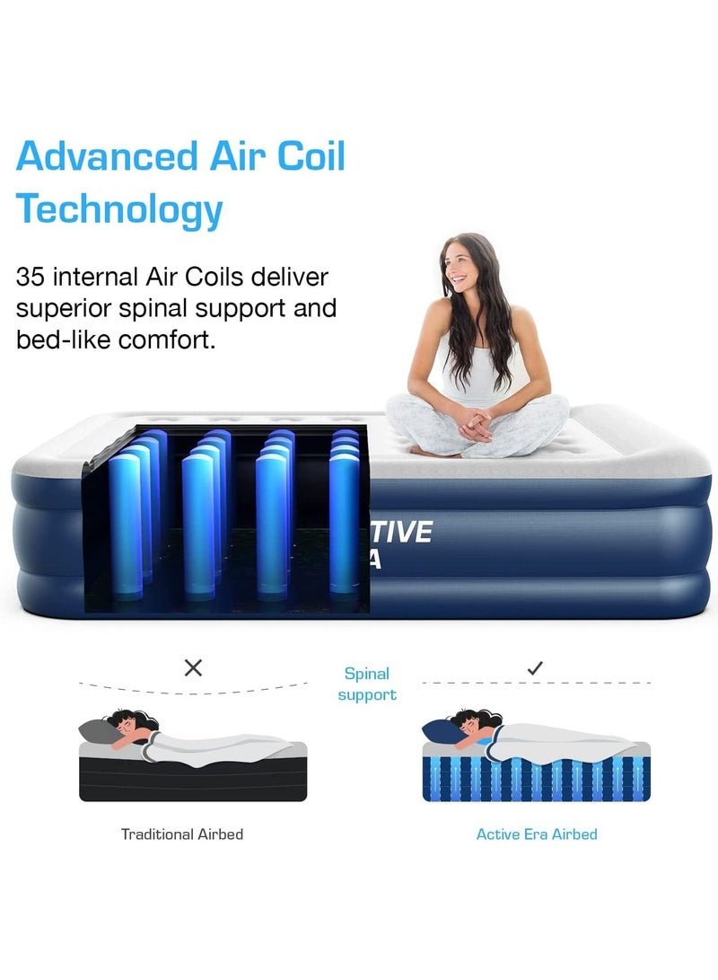 Air Bed Premium King Size Inflatable Mattress with a Built-in Electric Pump and Pillow (Queen) 152 x 203 x 50 cm