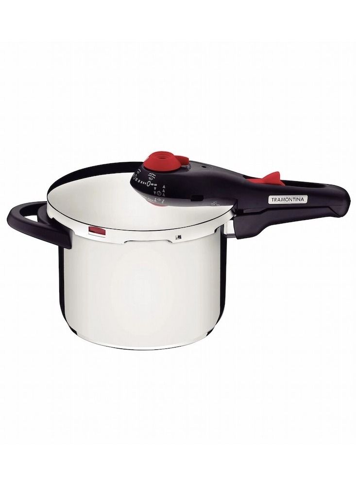 22None Since 1911,Made in Brazil- 22cm Solar 22cm 6L Stainless Steel Pressure Cooker with Tri-ply Bottom and 5 Safety Features Stainless Steel Stainless Steel