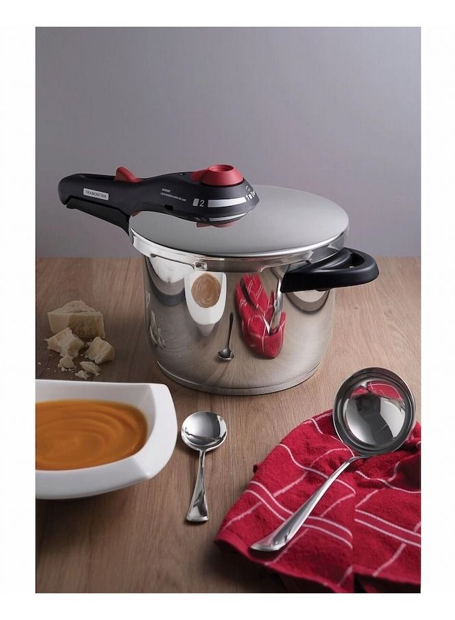 22None Since 1911,Made in Brazil- 22cm Solar 22cm 6L Stainless Steel Pressure Cooker with Tri-ply Bottom and 5 Safety Features Stainless Steel Stainless Steel