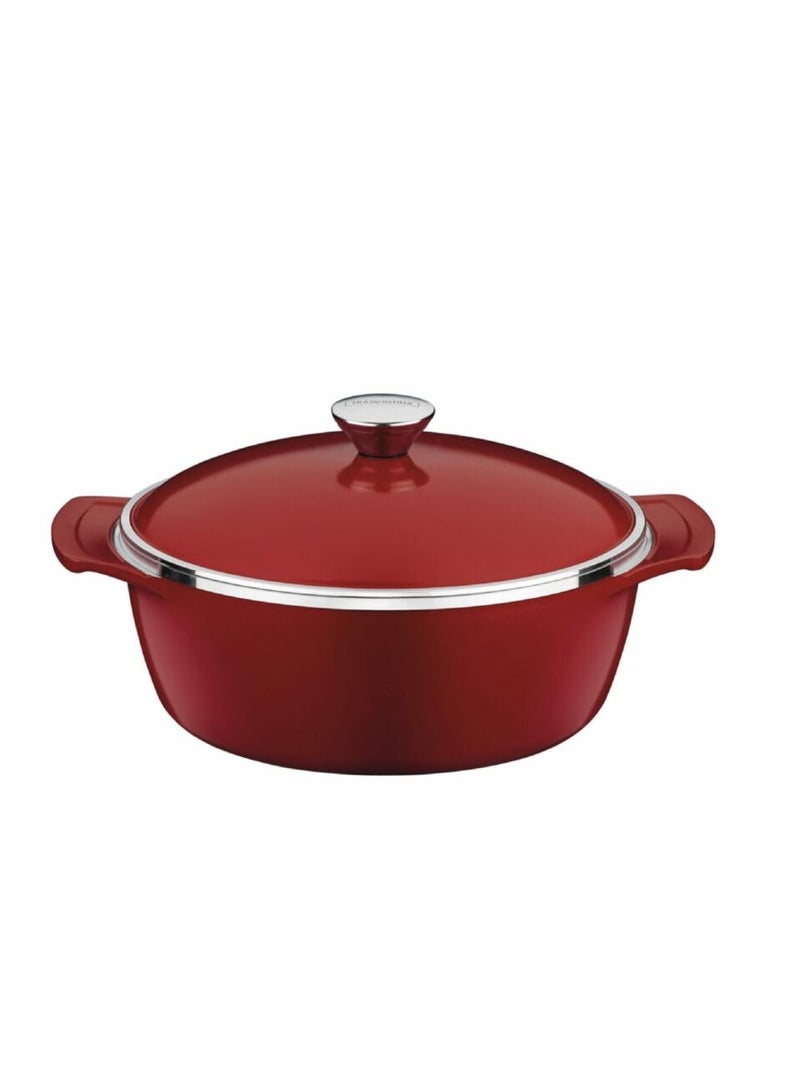 Since 1911,Made in Brazil- Lyon 26cm 4.6L Red Forged Aluminum Casserole with Interior Starflon High Performance PFOA Free Nonstick Coating