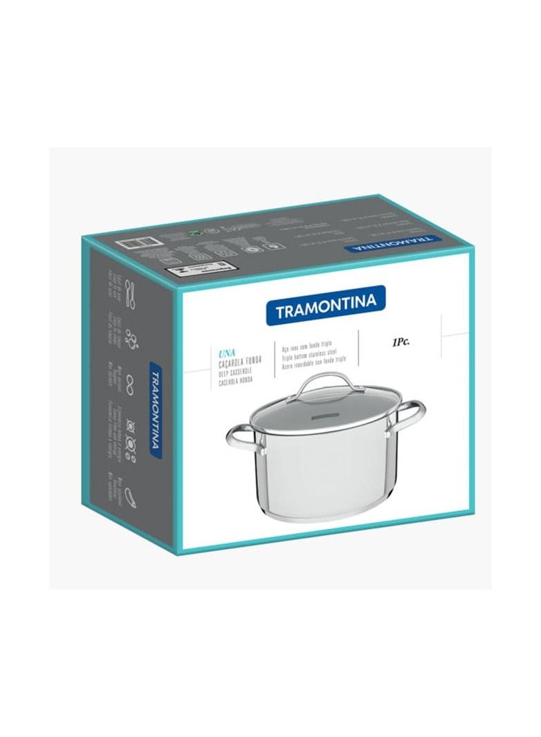 Since 1911,Made in Brazil- Una 20cm 3.6L Stainless Steel Deep Casserole with Tri-ply Bottom