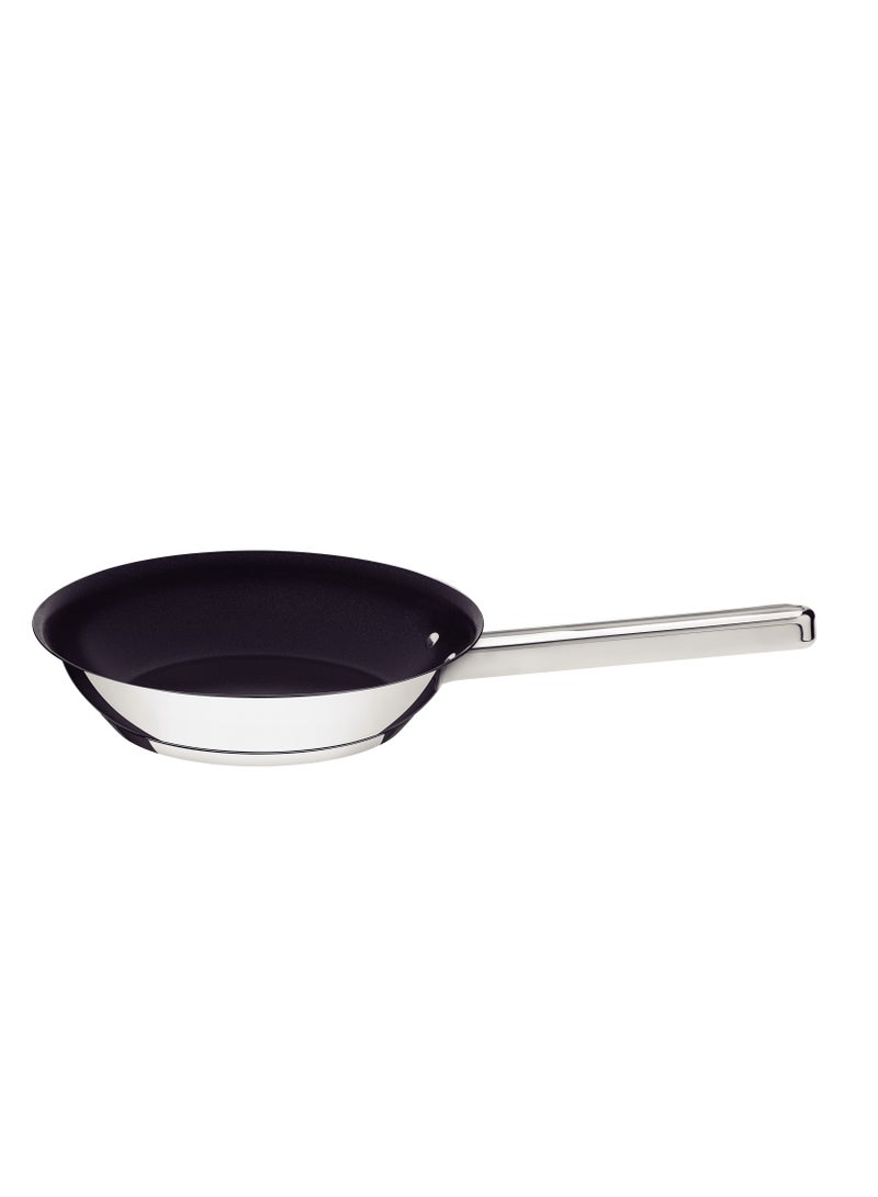 Professional 20cm 1.3L Stainless Steel Shallow Frying Pan with Tri ply Bottom and Interior PFOA Free Nonstick Coating