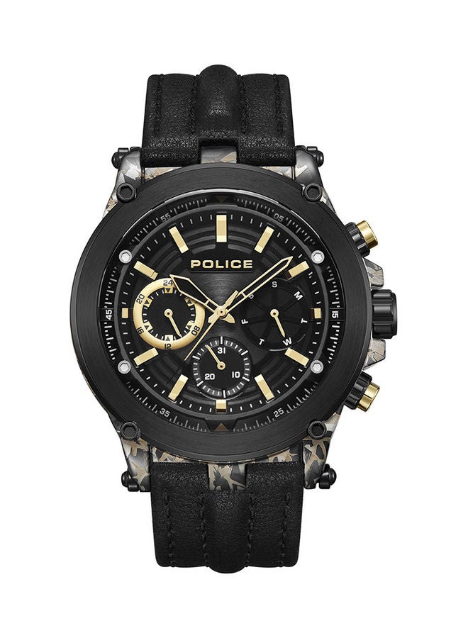 Men's Taman Leather Strap Chronograph Wrist Watch PEWJF2226641 - 47mm - Black