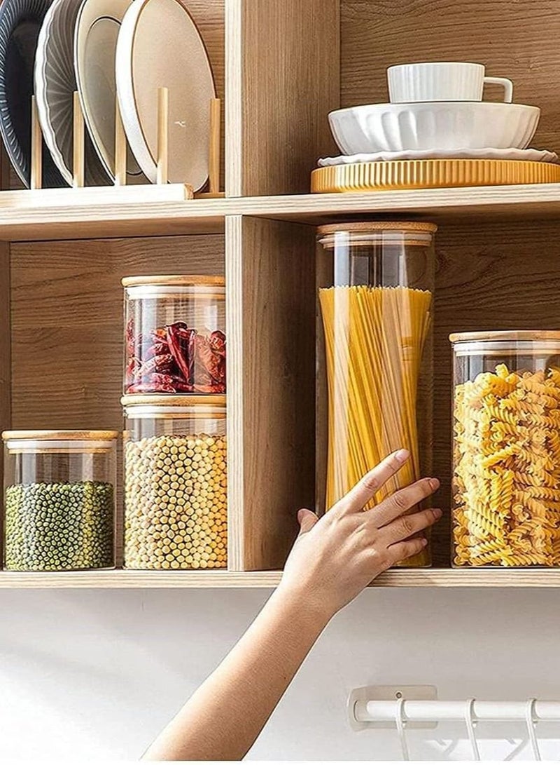 4 piece Glass Storage Jar with Bamboo Lids,Glass Airtight Canisters sets,Spice Jar, Pantry Organization and Storage Containers Ideal for Sugar, Coffee, Cookie, Candy,Cereals (1800ml/63.3 oz)