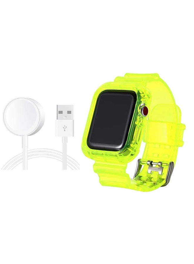 Replacement Band Strap With Case And Charger For Apple Watch Yellow