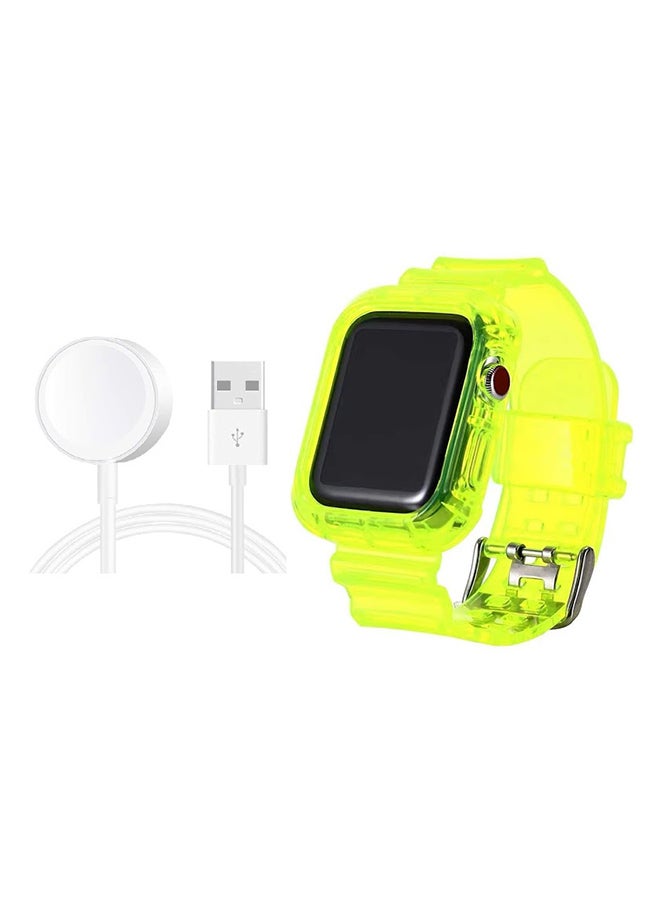 Replacement Band Strap With Case And Charger For Apple Watch Green