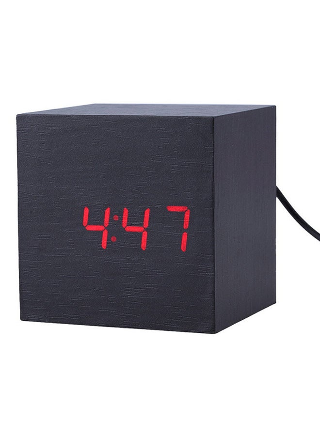Square Wooden Digital Alarm Clock Grey
