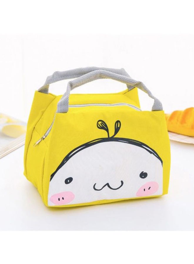Printed Insulated Thermal Lunch Bag Yellow/White/Black 21x17x15cm