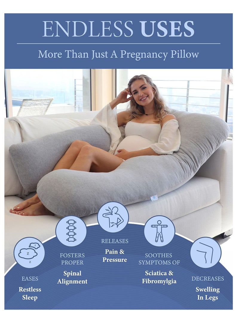 U Shaped Full Body Pillow Pregnancy Pillow Pregnancy Support Provides Support for Pregnant Women's Back Hips Legs and Abdomen Grey