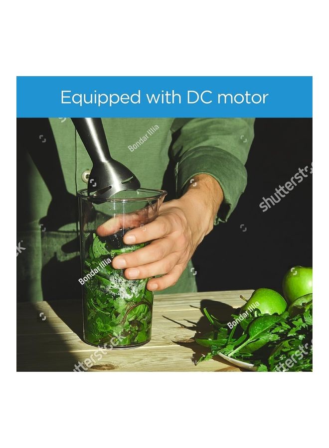 4-In-1 Multifunctional Hand Blender Chopper And Whisk, With Stainless Steel Blade, 600W Powerful DC Motor, Low Noise, Variable Speed For Soups-Smoothie-Chopping, Turbo Speed MJBH6001W Black