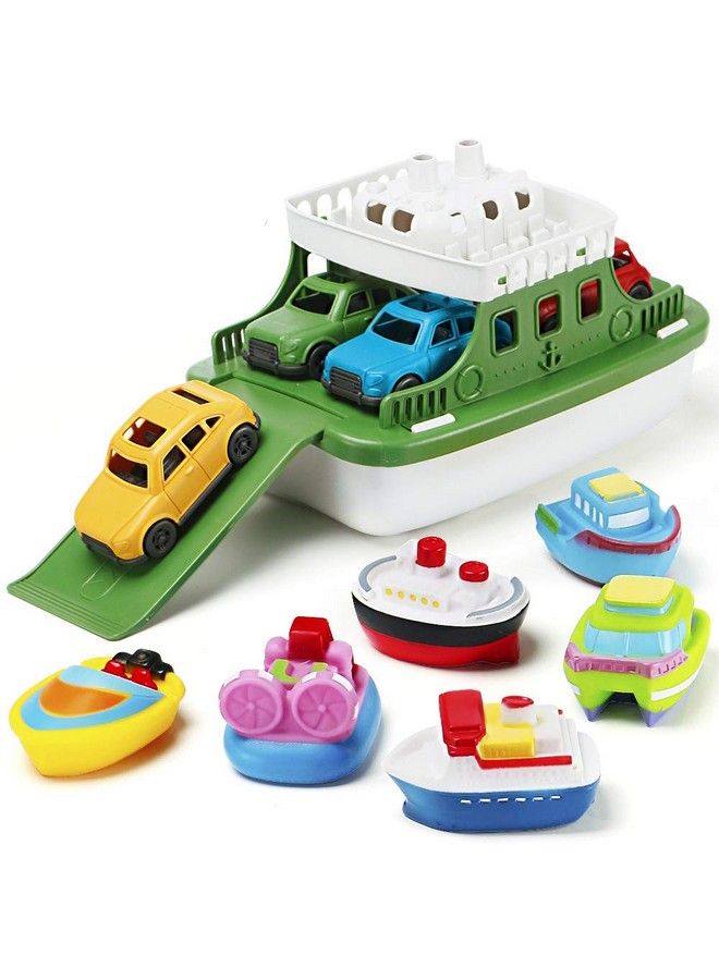 Bath Boat Toy 11 Piece Bath Boat Toy With 4 Mini Cars And 6 Boat Squirters Floating Boat Toys For Bathtub Bathroom Pool Beach For Toddlers Boys Girls Kids