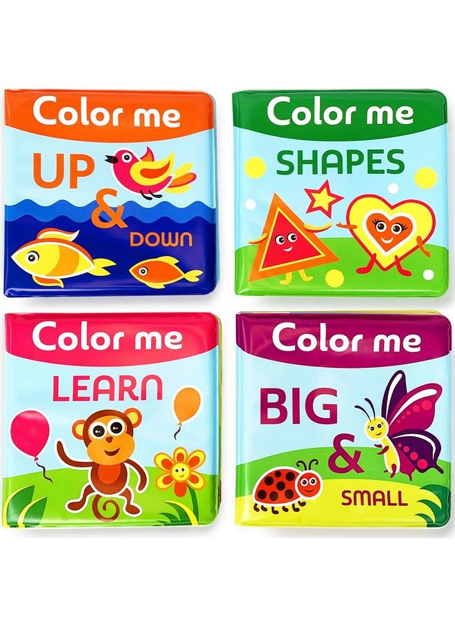 Color Me Bath Books Plus Crayons Set Of 4 Different Books Includes 6 Washable Bath Crayons Learn And Play Including Opposites And Shapes Suitable For 2+