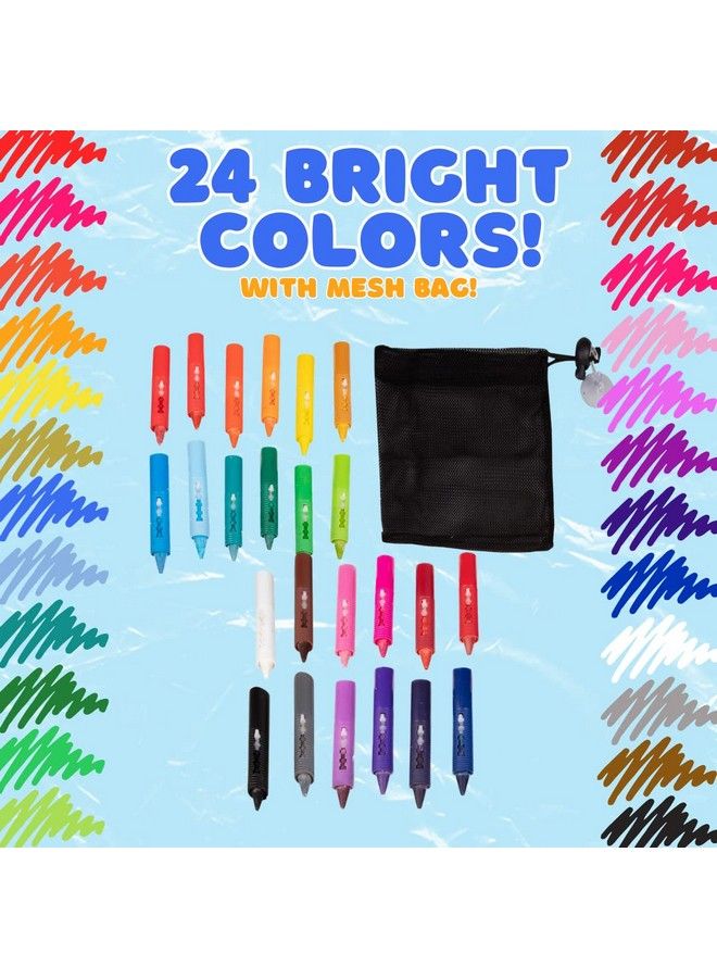 Bath Crayons Super Set Set Of 24 Draw In The Tub Colors With Bathtub Storage Mesh Bag Non Toxic Safe For Children Won'T Disintegrate In Water Art Project For Kids And Toddlers Fun Gift For Kids